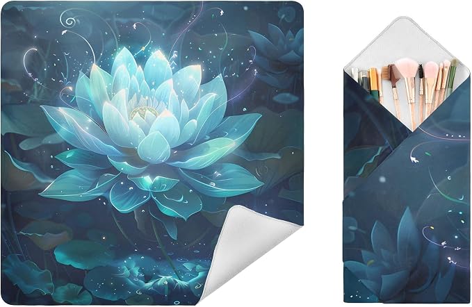 JIPONI Lotus Flower Makeup Bag, Self-Adhesive Magic Wrap Cloth, Portable Cosmetic Organizer, Camera Lens Protector, Travel Storage for Beauty Essentials, 13.8"x13.8"