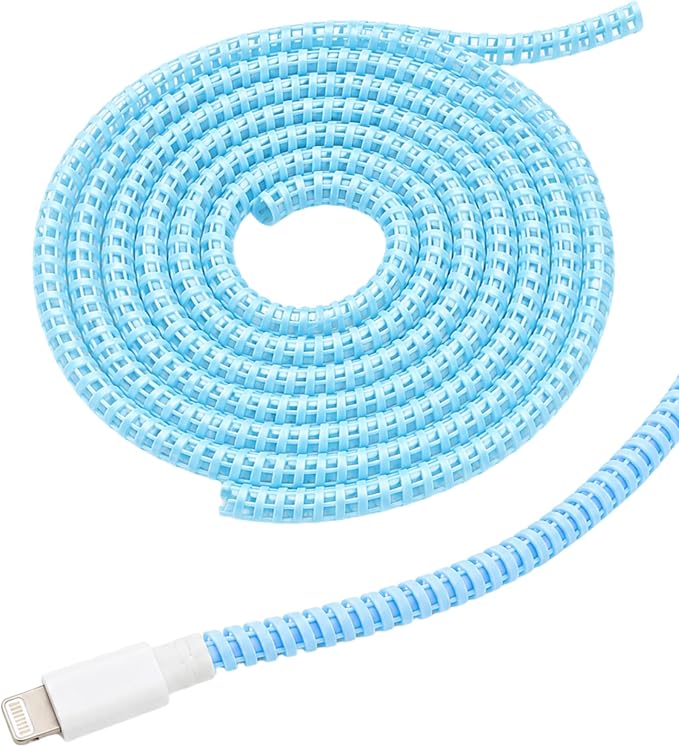 Blue Spiral Cable Protector, Chargers Cable Protector Data Cable Protect Sleeve, Earphone Data Cable Pet Chew 1.5m