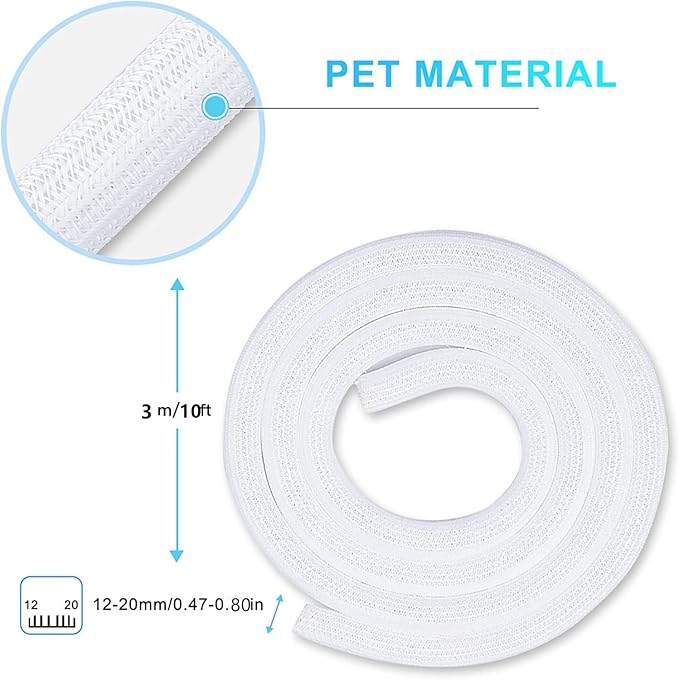 AGPTEK Cable Sleeve, 10ft - 4/5 inch Cable Management Cord Hider, White | Desk Cord Cover Organizer Wire Hider for Office Computer TV Wire Loom Tubing Pet-Proof Cord Protector from Cat Dog Chewing