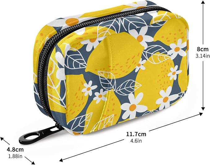 Lemon Fruits Weekly Pill Organizer, Pill Cases Bag Portable Pill Container 7 Days Cute Pill Box Organizer Vitamin Supplement Holder with Zipper for Travel Family Business Camping