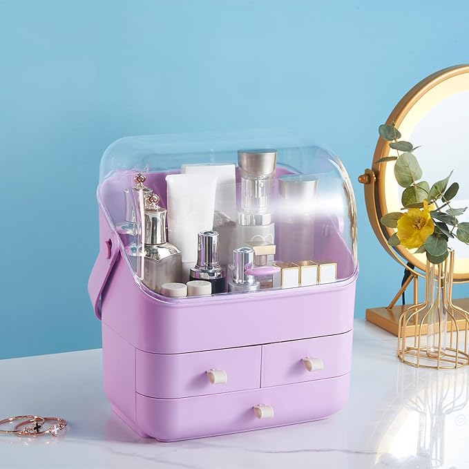 SUNFICON Makeup Organizer Holder Cosmetic Storage Box and Cotton Pads Holder Organizer