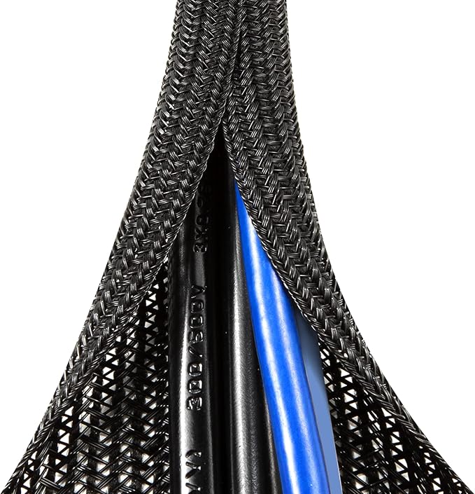 AGPTEK Cable Sleeve, 25ft - 4/5 inch Cable Management Cord Hider, Black | Desk Cord Cover Organizer Wire Hider for Office Computer TV Wire Loom Tubing Pet-Proof Cord Protector from Cat Dog Chewing