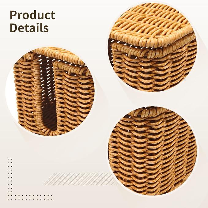Cable Organizer Box, Vented Rattan Cable Organizer for Cord Organizer Box Storage, 12 in X 5 in X 5 in