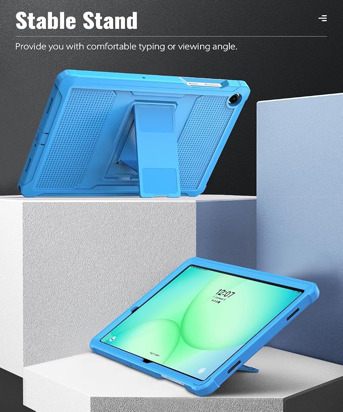 MoKo Shockproof Case Fit Samsung Galaxy Tab A11+ Plus/ A9+ 11 Inch | Full Body Rugged Stand Back Cover with Built-in Screen Protector for Galaxy Tab A11+/ A9+ Tablet, Blue Wave