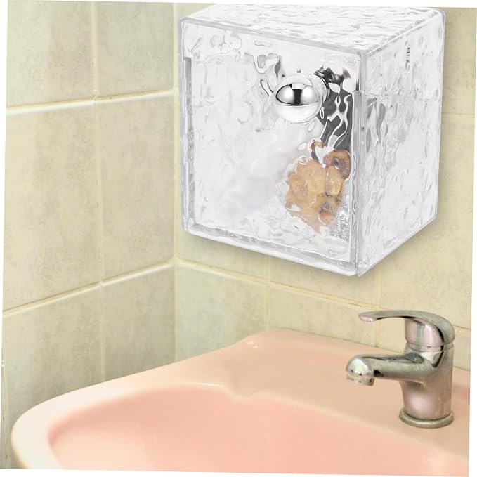 SOLUSTRE Cotton Pad Organizer Canister Box Wall-mounted Storage Holder for Makeup and Design for Easy Access Pet and Material Space-saving Bathroom