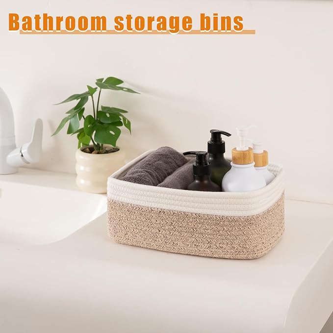 OIAHOMY 4 PACK 7L Storage Baskets for Organizing Storage Bins Brown | Small Bins for Shelves Small Storage Basket Shelf Baskets Organizer Baskets for Gifts Empty Cute Decorative Storage Bins
