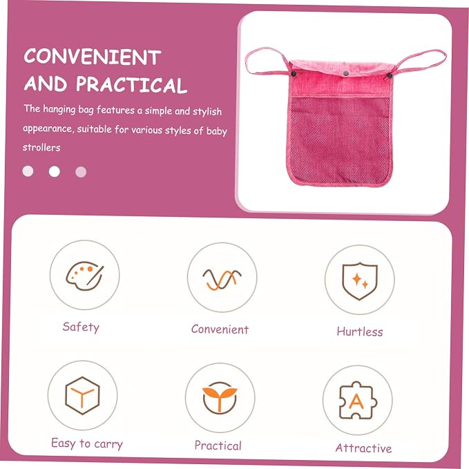 ibasenice Mesh Stroller Organizer Bag Versatile Hanging Storage for Diapers Bottles Toys Material Stylish Design for Pet Strollers and Outings