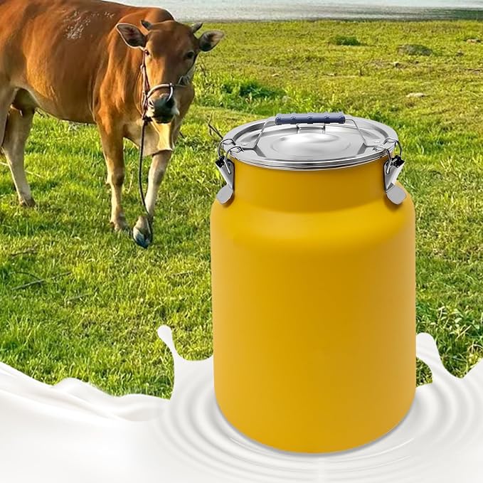 12L Stainless Steel Rice Storage Container with Airtight Lid&Handle, Yellow | Secure 3-Buckle Locking Lid, Portable Handle and Wide Opening, Stores Rice, Flour, Pet Food, Tea, Oil, Milk, Grains