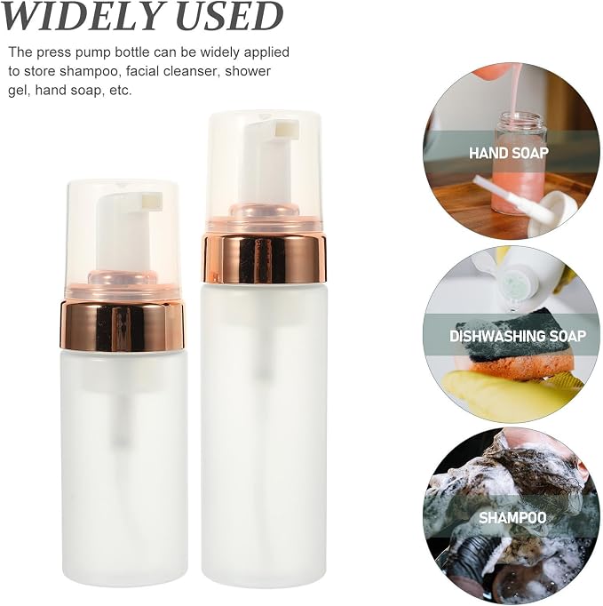 4pcs Pet Foam Pump Bottles Set Leak Proof Travel Cosmetic Containers with 3 Oz and 5 Oz Capacity, Stylish and Elegant Design for Daily Use at Home