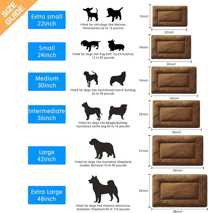 Dog Crate Pad Washable Dog Bed for Crate Medium Cozy Mat 36-Inch Brown | Ultra Soft Kennel Pad,Anti-Slip Bottom,Fits for Most Metal Crates,Comfortable Sleeping Pet Mat