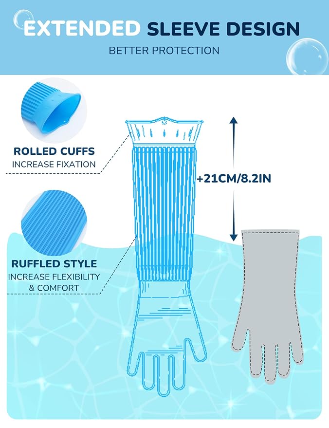 Pecute Silicone Pet Grooming Gloves for Washing Cats Dogs Bath Brush | Extended cuff, 3,000 soft bristles, Gentle massage & deshedding, Dishwasher safe, For large/thick coats, Home/car cleaning