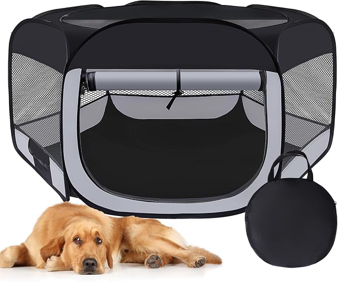 Puppy Dog Playpen Indoor, Kitten Cat Playpen,Pet Play Pen,Cat Crate(Grey,M) | Portable Dog Playpen, Puppy Dog Cat Play Pen for Indoors Kitten Playpen, Collapsible Small Cats Crate Cage for Small Dogs
