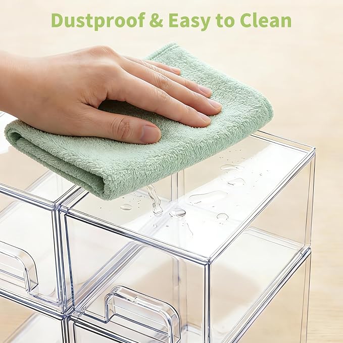 Bottle Storage Organizer Baby: Acrylic Stackable Storage Drawers | Clear Bottles Station Organizer for Countertop, Vanity, Bathroom, Cabinet Organization - 4 Pack