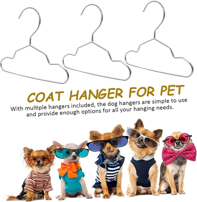 Hemobllo 10 Piece Steel PET Clothing Hangers for Apparel Storage Silver | Space-saving Design, Universal Fit, Versatile Usage, for PET Shops and Homes, Sleek Silver Finish