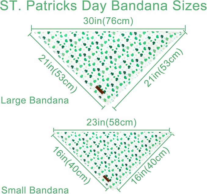 St. Patrick's Dog Bandana, Shamrock Triangle Bid Scarf for Small Medium Pets, Cotton Kerchief for Girl Boy Dogs or Cats, Cute Spring Green Puppy Bandana