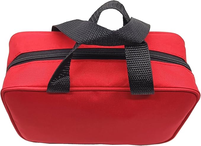 Red First Aid Bag Empty Travel Rescue Pouch Medical Bags First Responder Storage Compact Survival Medicine Emergency Bag for Car Home Office Kitchen Sporting Outdoor (Zipper MHS)
