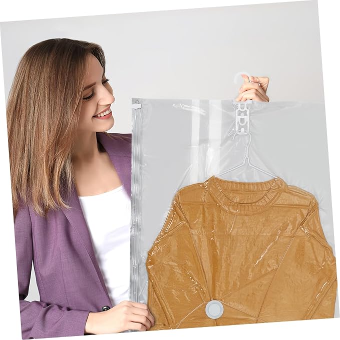 Ipetboom 4 Pcs Heavy Duty Vacuum Storage Bags Hanging Storage Bag for Clothing for Coats Jackets
