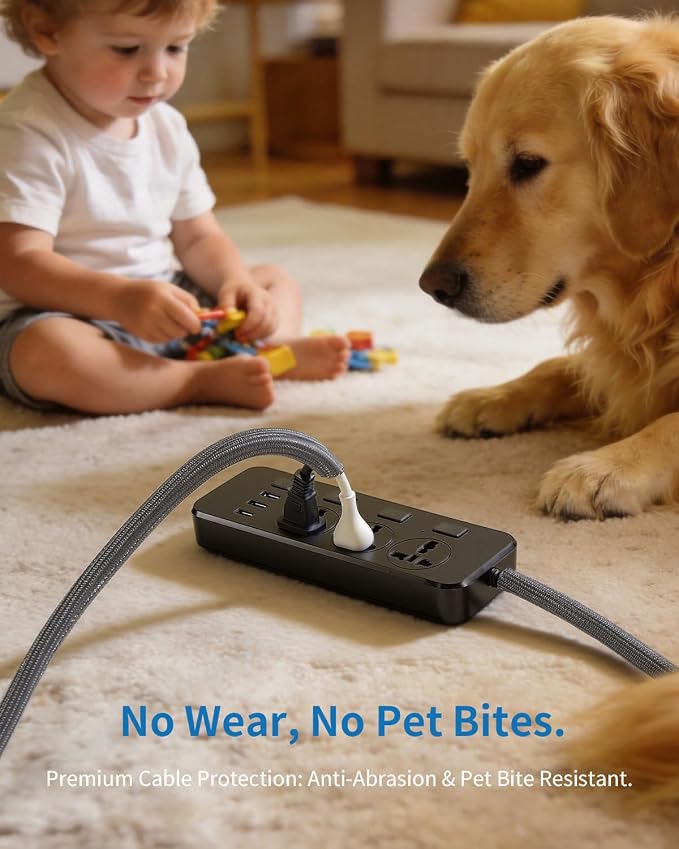Yecaye 10ft - 1/2 inch Cord Protectors from Pets no Chew, Grey | Split Cable Management Sleeves, Wire Loom Tubing for TV USB Cord Protector, Cord Covers for Pets Bite-Resistant