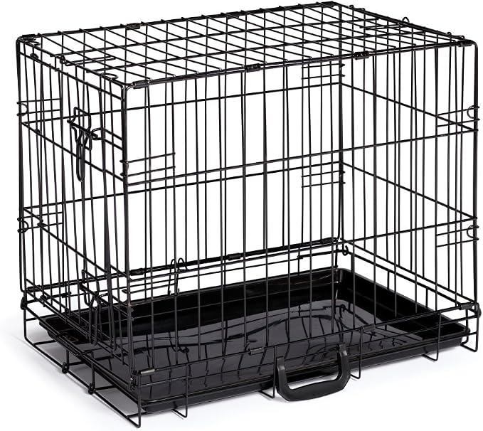 Prevue Pet Products Home On-The-Go Single Door Dog Crate - XS, Black | Extra Small Collapsible Dog Cage for Travel, Indoor and Outdoor Use, Foldable Kennel Design, Deep Plastic Pan