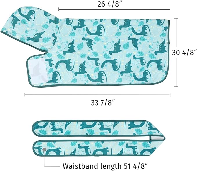 HDE Dog Bathrobe Super Absorbent Quick Drying Puppy Towel Wrap Coat Adjustable After Bath Robes with Hood for Dog Sizes S-XXL Dinosaurs XL