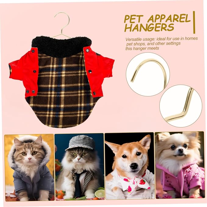 ORFOFE 10pcs Gold Pet Hangers Mini Dog Hangers for Clothes Metal Pet Small Cat Portable Dog Supplies
