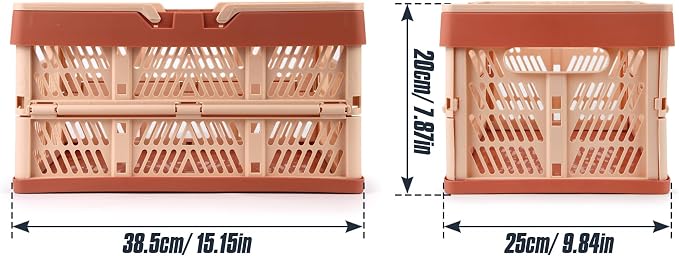2-Pack Foldable Storage Baskets, 20L Collapsible Crates PP Blue+Pink | Comfortable carry handles, space-saving design, sturdy PP construction for home storage shopping camping and picnics