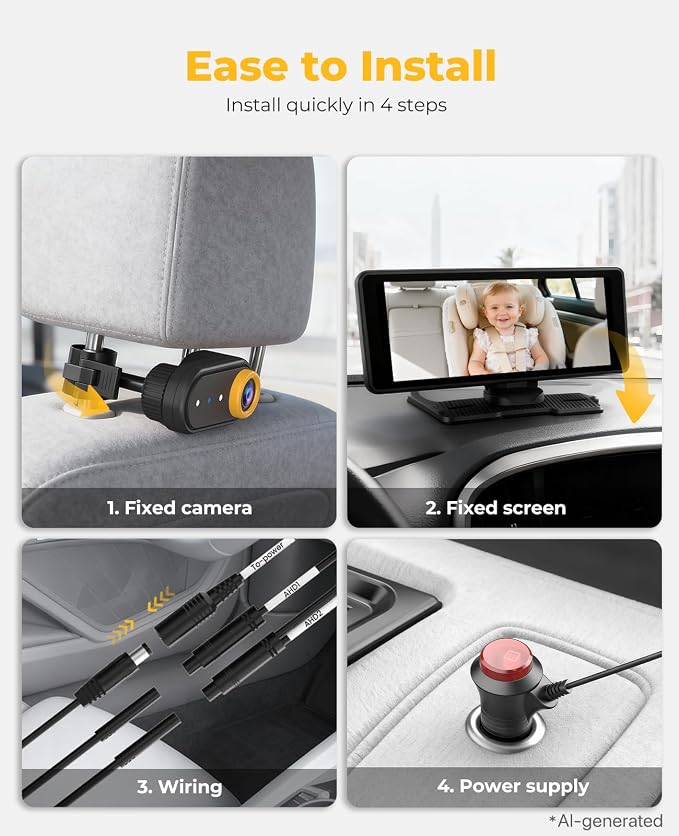 LUCKVIEW BM5PRO Dual Baby Car Camera, 7.2" 1080P Split Monitor