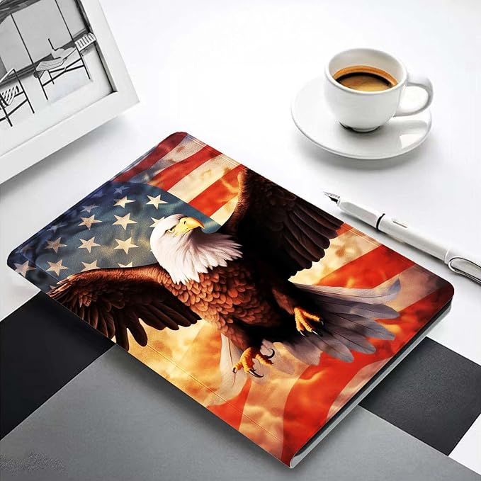 for Samsung Galaxy Tab S8 2022/Tab S7 2020 11" Tablet Case(Model SM-X700/X706/T870/T875/T878),Premium Leather Folio Stand Auto Wake/Sleep,Multiple Viewing Stand,American Flag Eagle