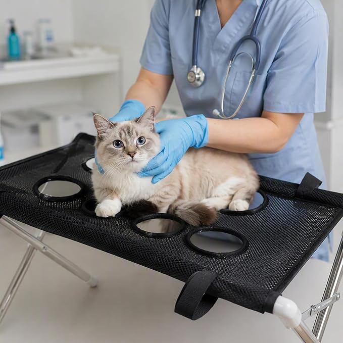 Foldable Dog Grooming Table, Pet Hammock with Stand for Small Dogs & Cats