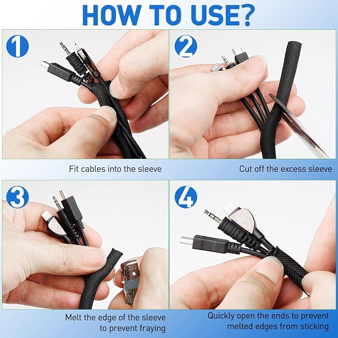 Cat Dog Cord Protectors from Pets No Chew 6.6ft - 4/5inch，Rabbits Cable Sleeves Cord Management Puppy Proof Covers, Wire Loom Critter Cord Charger Protector Heavy Duty Split Sleeve Automotive Tv，Black