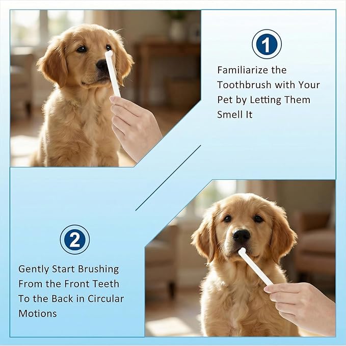 Tucnoeu 5pcs Puppy Toothbrush Kit, Small Dog Dental Care Set with Soft White Bristles, Multi-Functional Brushing for Tartar Removal and Fresh Breath