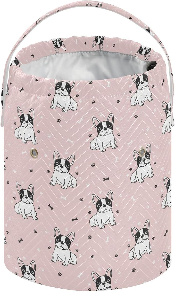 Cute Pets Dogs Pink Crochet Bag Organizer Small Yarn Storage Organizer Crochet Accessories Knitting Bag Portable Yarn Holder for Knitting Kit Supplies Travel