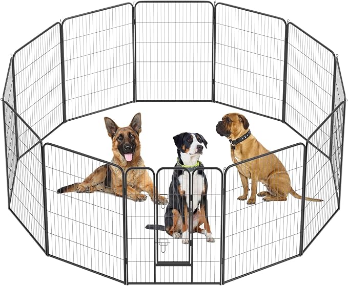 BestPet | Dog Playpen | 40", 12 Panels | Heavy Duty Metal Pet Exercise Pen | Indoor/Outdoor Fence Panels | Rust-Resistant, Removable, Tool-Free Setup | Anti-Skid, Expandable Design