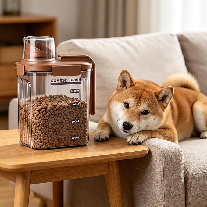 Sturdy ABS Pet Holder with Sealed Construction for Freshness and Comfortable Carry Handle Portable Pet Treat Holder