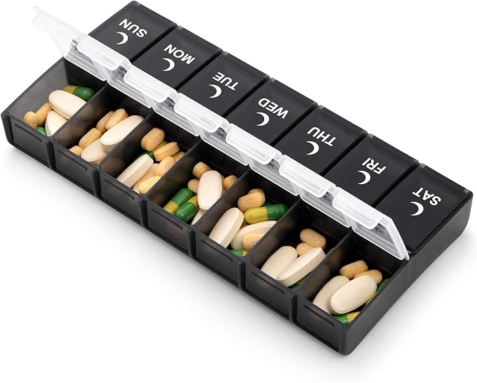 7 Day Pill Organizer 2 Times a Day, Large Weekly AM PM Pill Box, Day Night Medicine Organizer, Pill Case Twice A Day, Pill Container