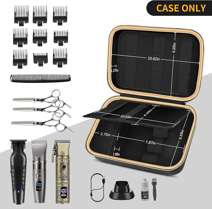 Boobowl Barber Accessories Bag for Clippers and Supplies, Hair Clipper Box | Portable Mens Clipper Storage Organizer for Hair Cutting, Guard Grooming Kit and Barbers Supplies (Bag Only) - Dark Black