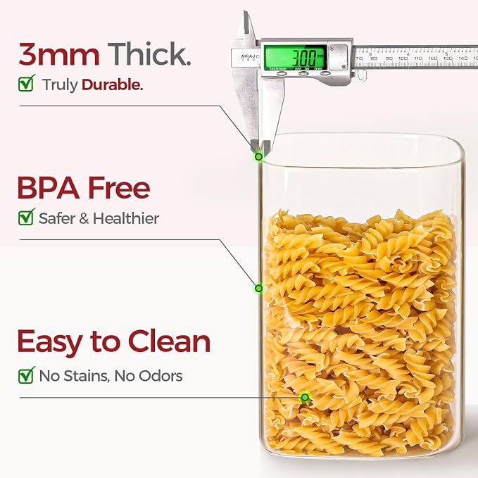 Glass Flour Containers with Lids 1 Gallon 2 Pack Pantry Organization | Wide Mouth, Scoop Included, Flour Sugar Coffee Beans Pasta Cereal Dry Food Storage,Large Capacity,Kitchen Organizer