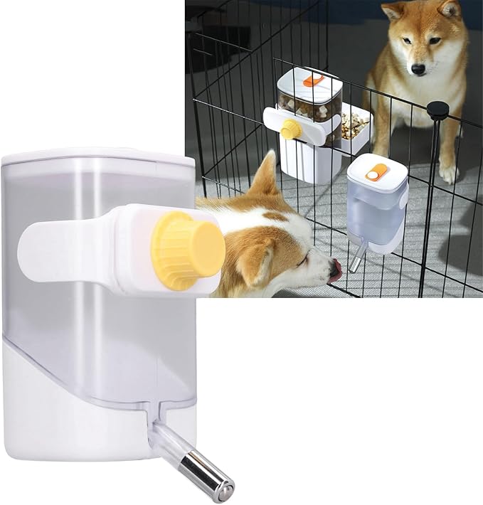 Dog Water Bottle Dispenser, Hanging Pet Water Bottle, White 10 x 12 x 17.5cm / 3.9 x 4.7 x 6.9in Rabbit Water Dispenser for Hamsters, Dogs, Rabbits