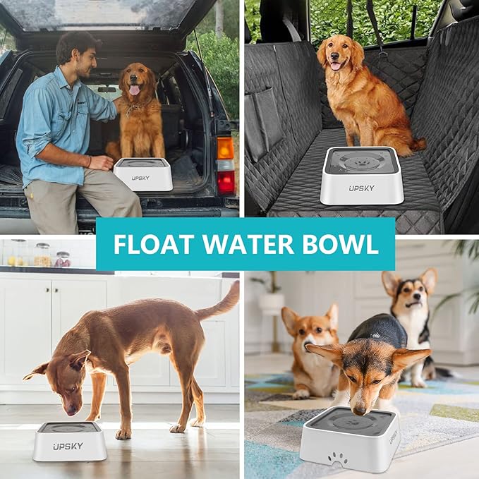 UPSKY Dog Water Bowl Upgrade 70oz Large Capacity Dog Bowl No-Spill Slow Water Feeder Vehicle Carried 2L Pet Water Dispenser for Dogs, Cats