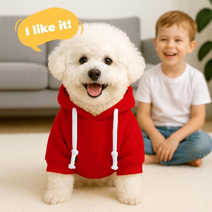 PETCARE Basic Dog Hoodie Sweaters for Small Medium Large Dogs Cats Puppy Clothes Soft Warm Fleece Dog Hoodies Sweatshirt with Small Pockets Fall Winter Chihuahua Dachshund Golden Retriever Outfits