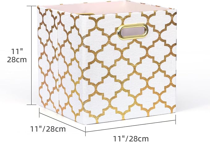 11x11x11 Cube Storage Bins, Collapsible Storage Bins Fabric Storage Cubes Organizer Baskets Box Drawers for Shelves, Closet, Wardrobe, Bookshelf, Cabinet, 3 Pack, White, AG40001-02