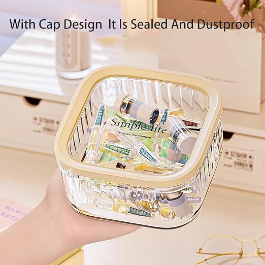 Mini Clear Coffee Pod Holder with Lid-Small Food Storage Organizer Bins-Clear Plastic Bins for Pantry, Kitchen-Cabinet Organization and Storage (1.9L/0.5 Gallon)