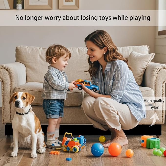 Under Couch Bed Blocker for Kids and Pets Toys, 123" L x 5" H, Easy Install | Under Sofa Barrier for Dogs, Cats and robot vacuums, Gap Filler for Furniture