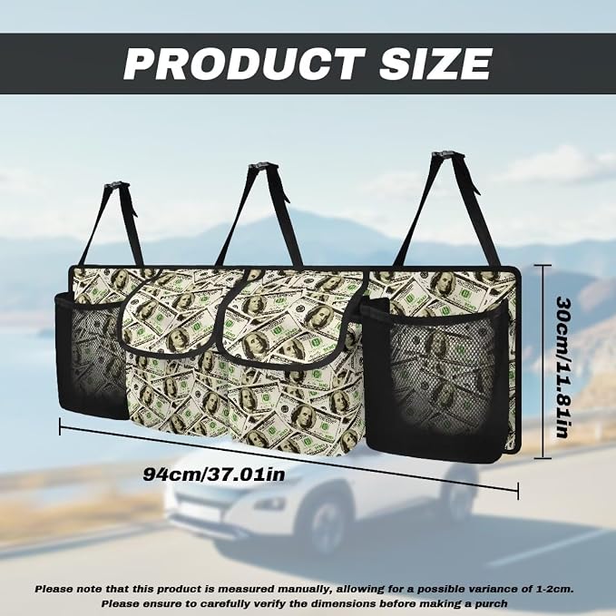 Dollar Car Trunk Organizer Hanging Car Back Seat Storage Bag Foldable Automotive Interior Accessories Suitable Most Sedans SUV Jeep Trucks Van