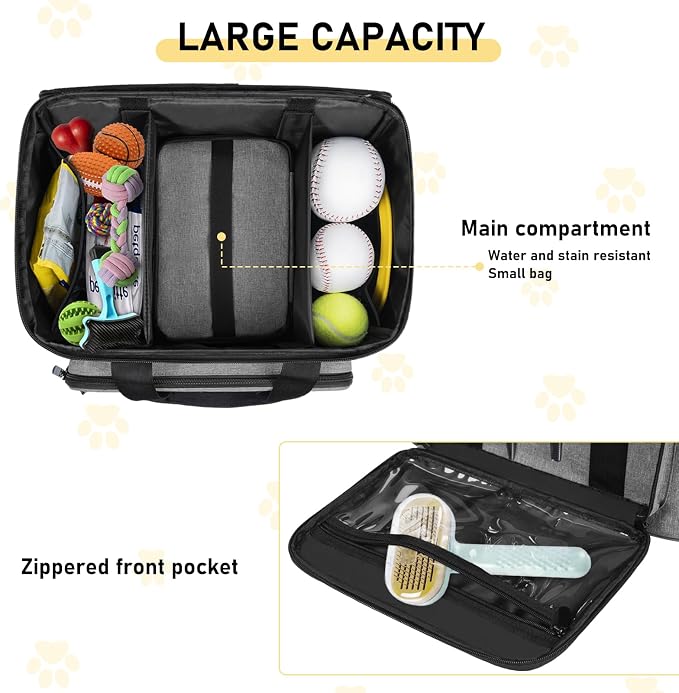 GMAK Pet Grooming Bag,Pet Hair Clipper Organizer Grooming Bag for Equipment | Dog Grooming Tote Bags Pets Tools Supplies Organizer for Dog Cat Equipment, Grooming Tools and Accessories, Grey