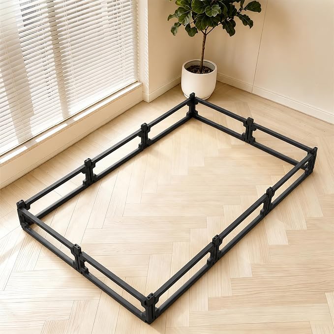 FlexiSpace Adjustable Clear Dog Play Pen, Expandable & Stackable Acrylic Dog Playpen, ONLY Dog Play Pen Indoors Grow with Your Pet Puppy Playpen (Black, 10", 10 Panels)