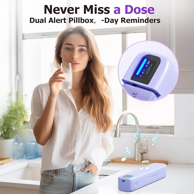 Daviky Automatic Pill Dispenser, Smart Pill Organizer with Alarm | Pill Box 7 Day with APP, Weekly Travel Pill Case, Portable Pill Reminder for Medicines, Supplements and Vitamins