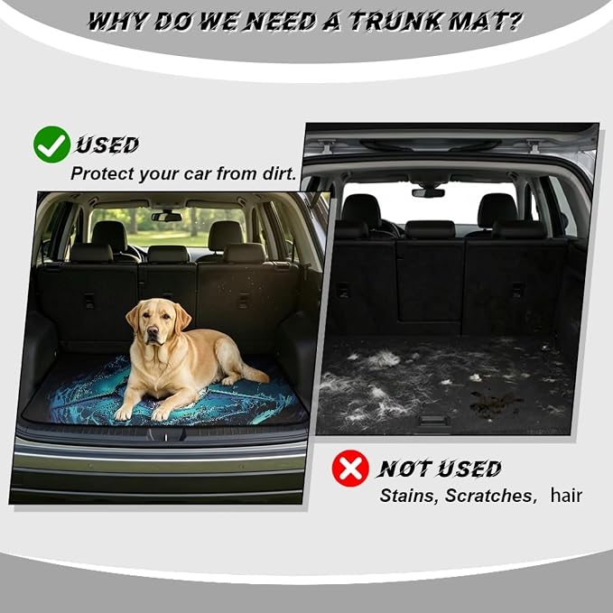 Sea Shark Car Cargo Liner, Universal Trunk Liner Non Slip Floor Mat Shark Car Accessories, All Weather Used Automotive Trunk Protection Mat for Cars, SUVs, Trucks (Blue)