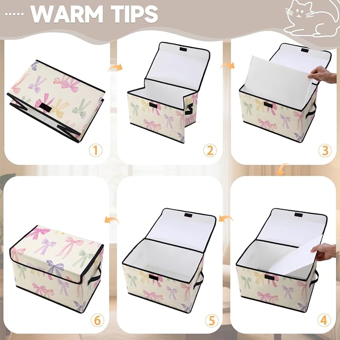 Stackable Storage Bins with Lids,Closet Organizers Fabric Box for Home and Office,Blanket Clothes Organizers,Under Bed Storage Containers 3 Pack