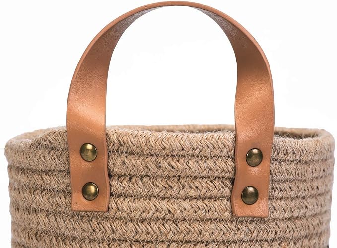 Wall Hanging Storage Baskets - Small Cotton Rope Woven Closet Storage Bins-Shelf Basket Organizer for Plants, Towels,Toys - 6.3" x 7" (Jute)
